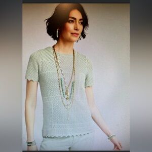 CHICOS POINTELLE CREWNECK SWEATER CHICOS 1 WILL FIT MISSES MEDIUM NWT!